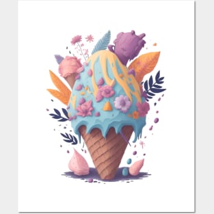 ice cream graffiti illustration Posters and Art